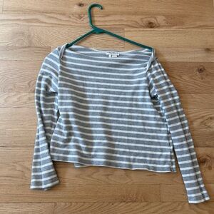 The Lady and the Sailor Striped Boxy Pullover in Gray